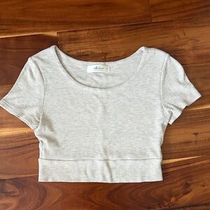Mahina Ribbed Crop Top in Light Gray NEW small